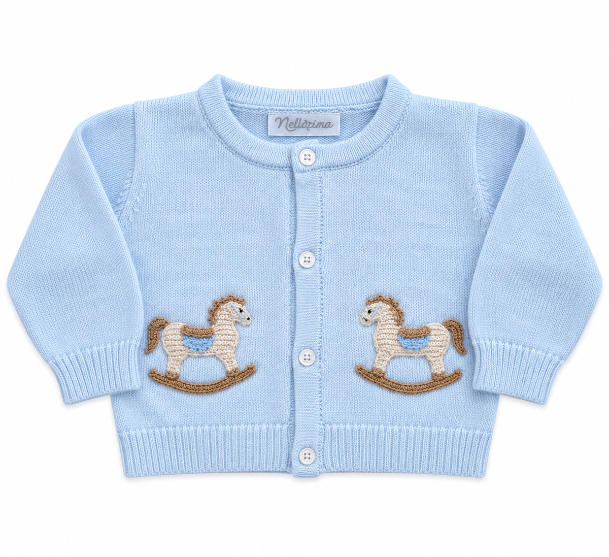 Blue Rocking Horse Embroidered Cardigan