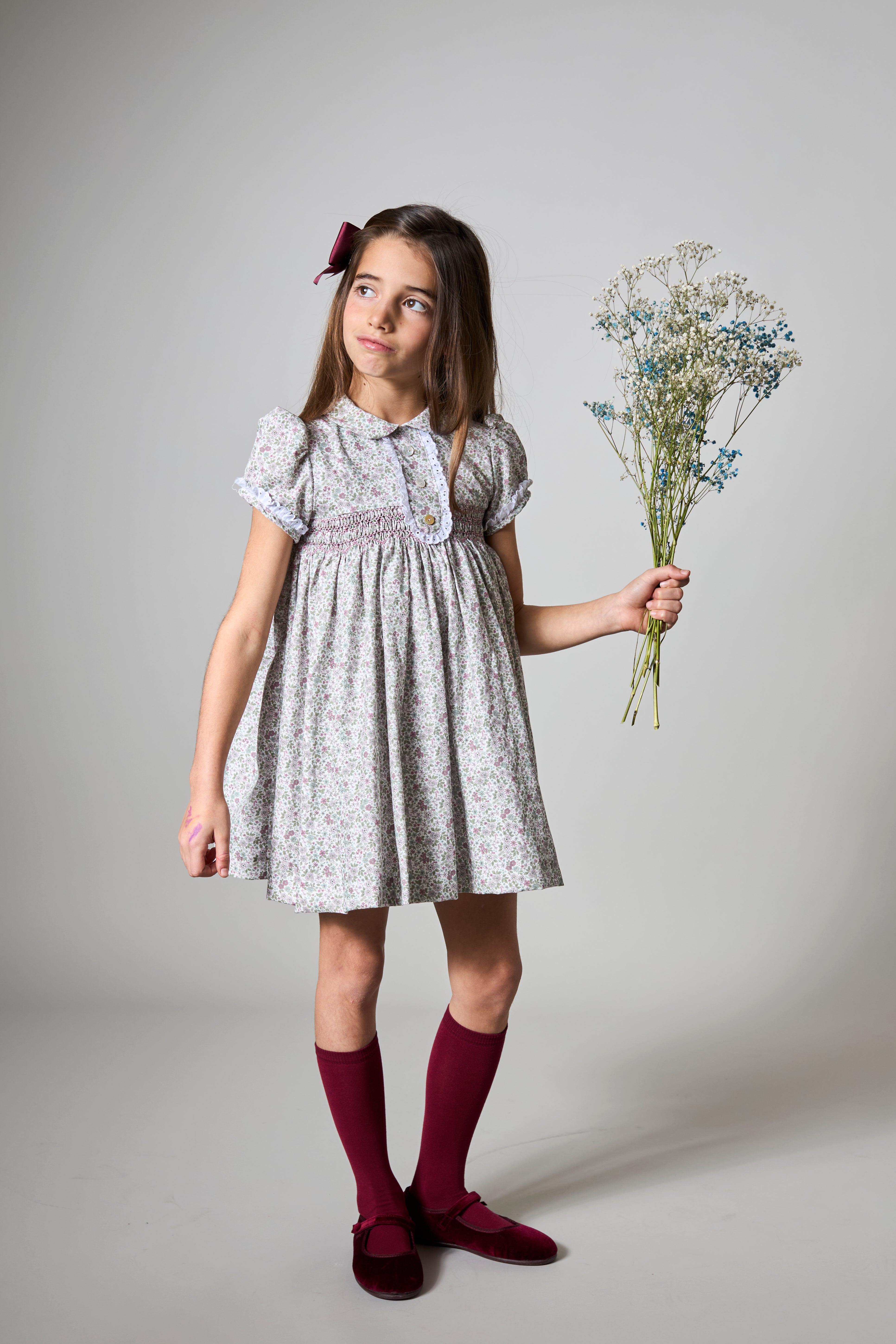 Girls Lucia Dress w/ Smock Stitch (Big Kid)