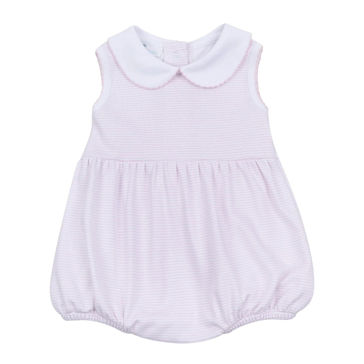 Pink Mini Stripes Collared Sleeveless Bubble