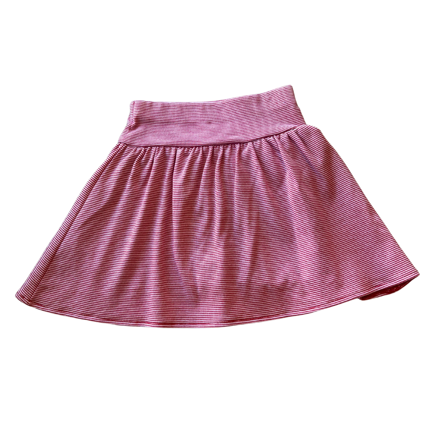 Deep Red Stripe Gathered Skort