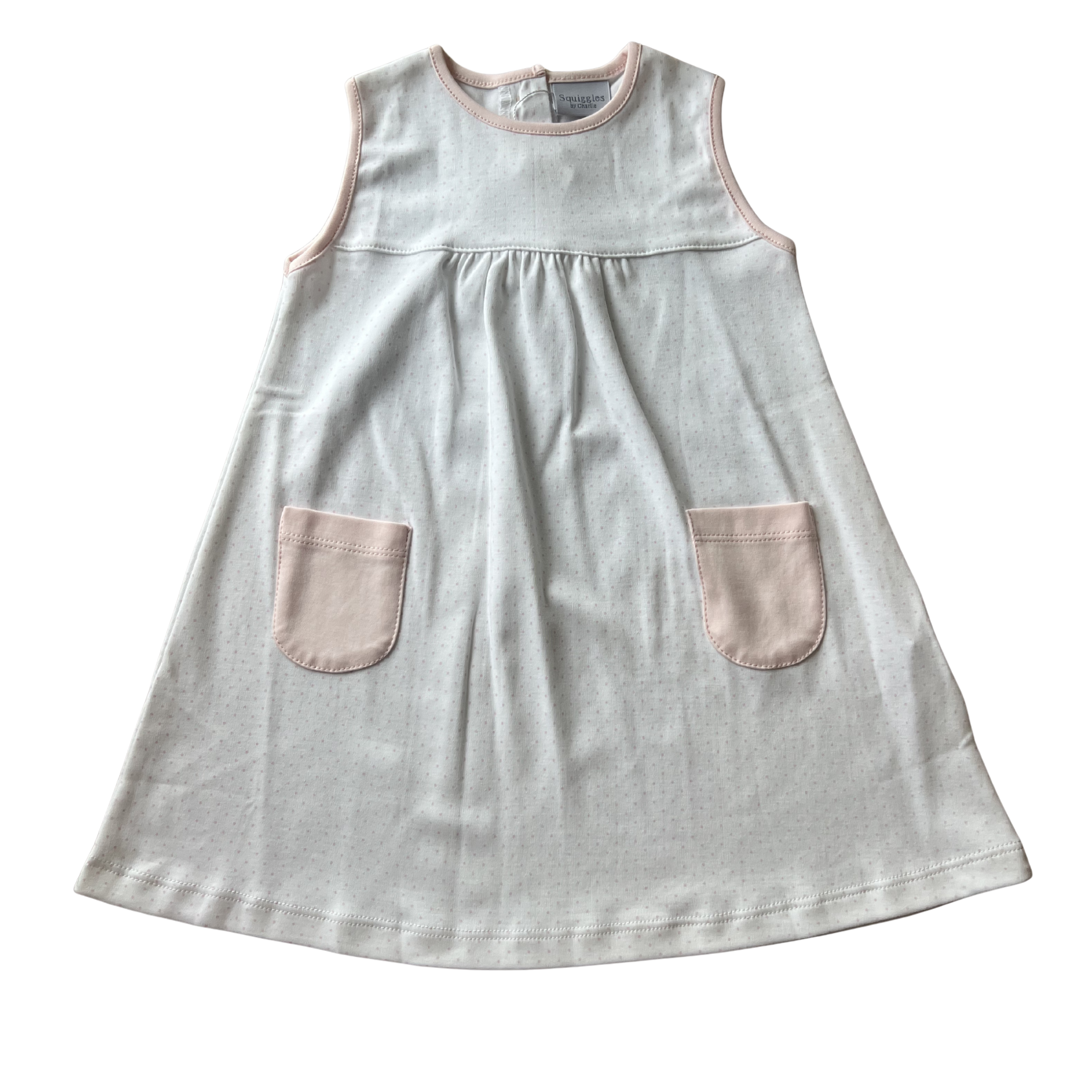 Pink Dot Sleeveless Pocket Dress