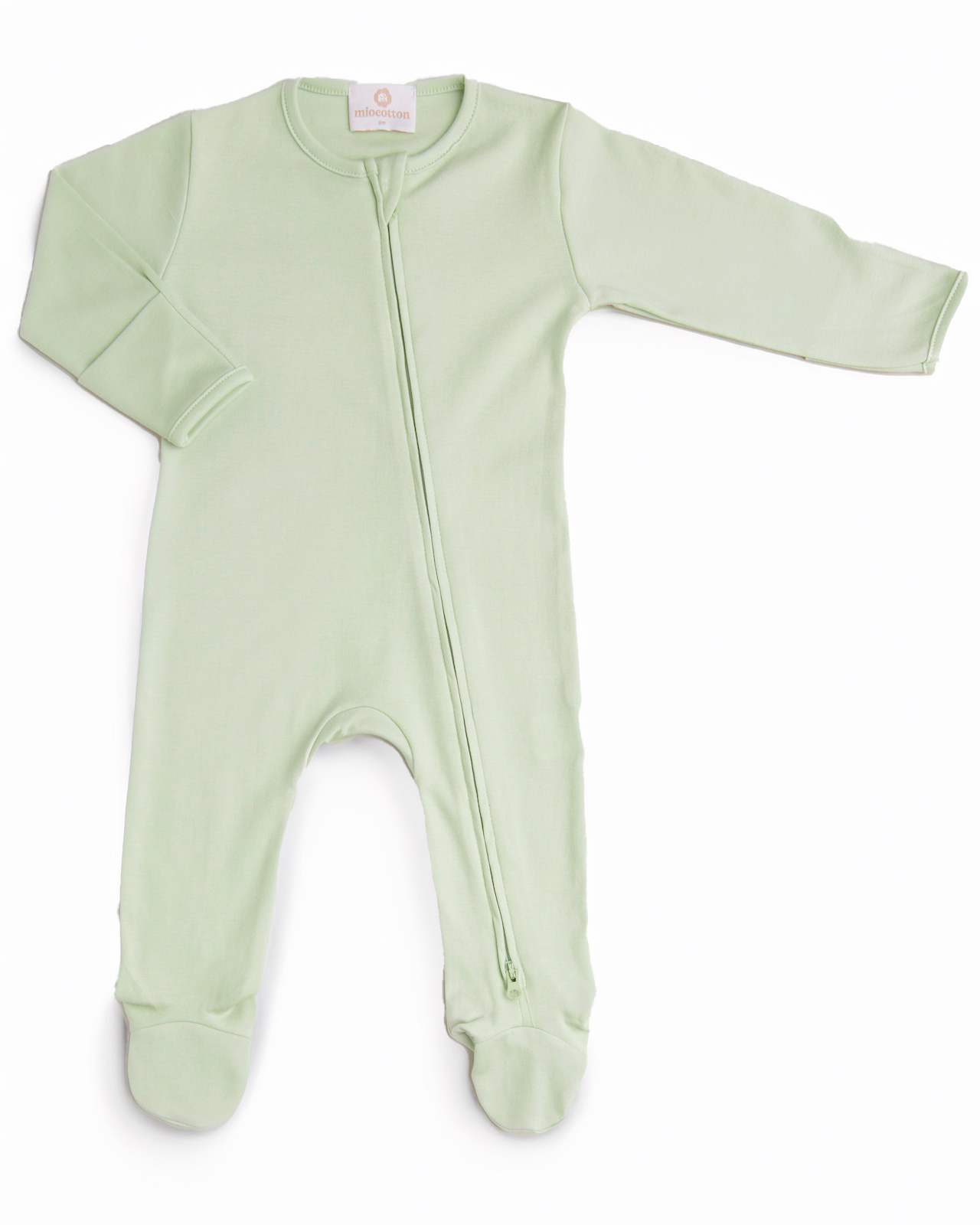 Indigo Zip Footie-White/Blue/Pistachio