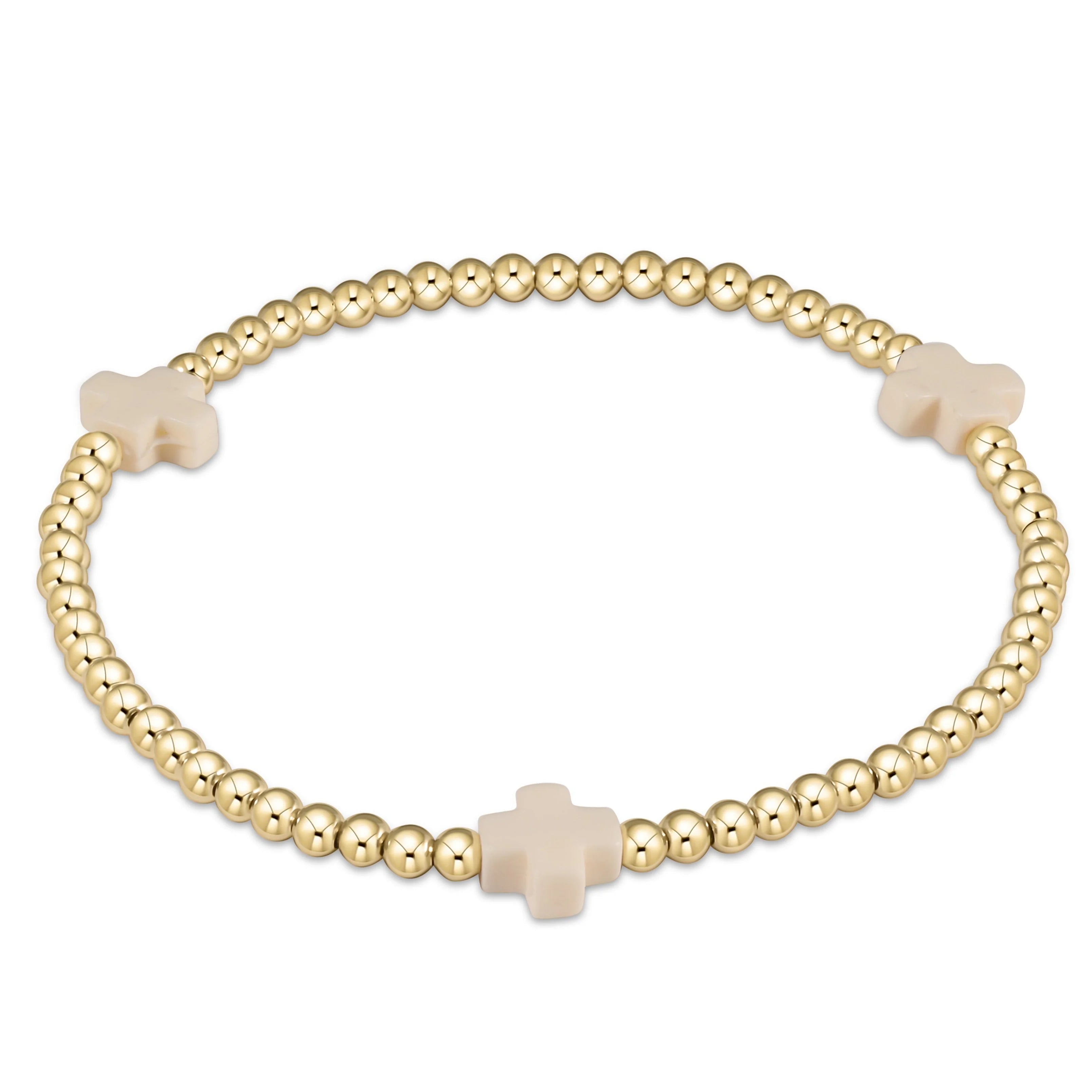 Signature Cross Gold Pattern 3mm Bracelet-Off White