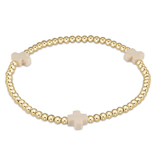 E Girl Signature Cross Gold Pattern 3mm Bracelet-Off White