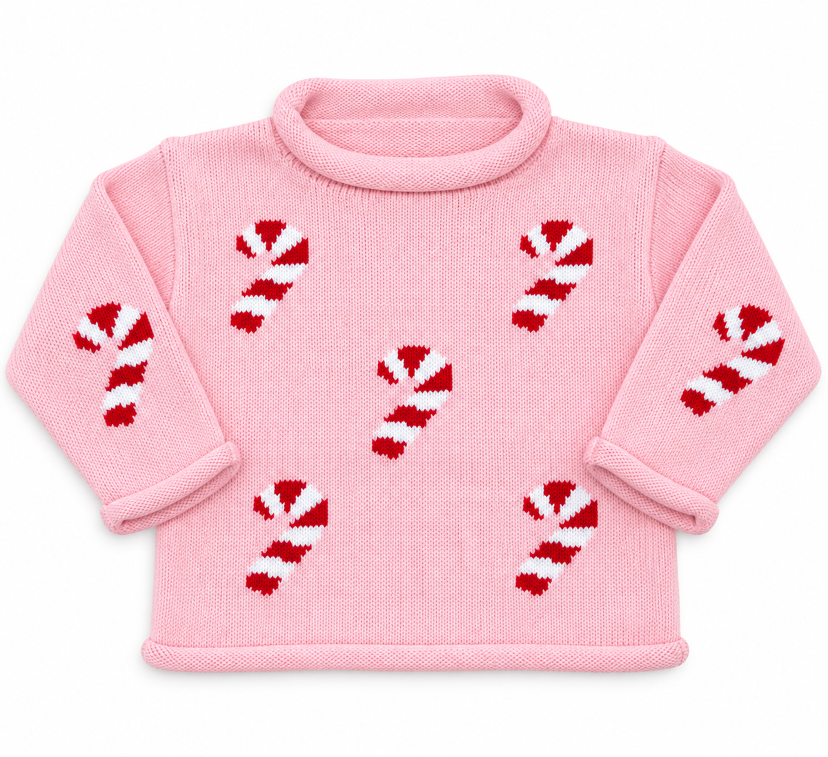 Pink All Over Candy Cane Rollneck Sweater
