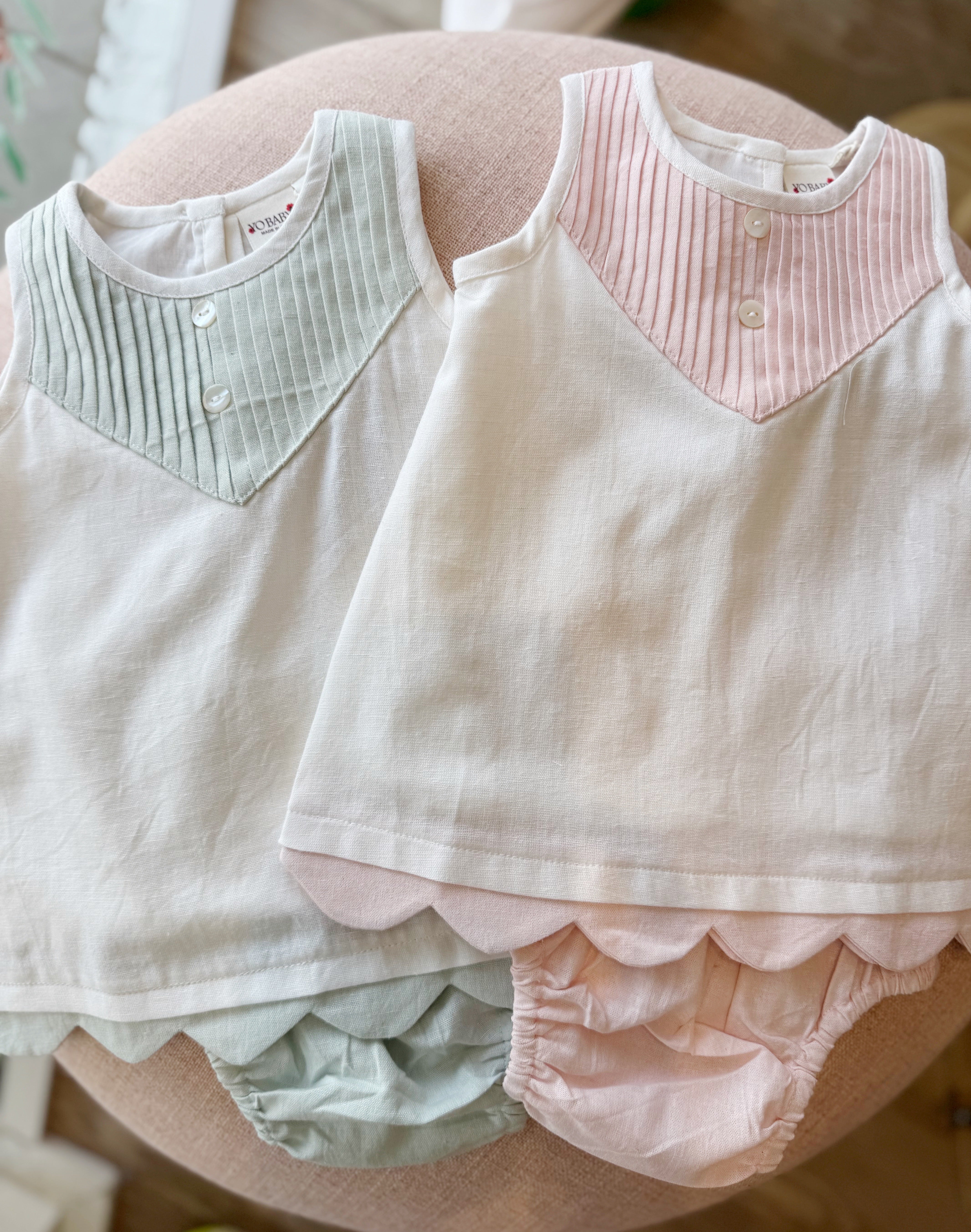 Pink Pleated Dress with Bloomer (Baby)