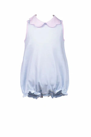 Blue Stripe Scallop Girl Bubble (Infant)