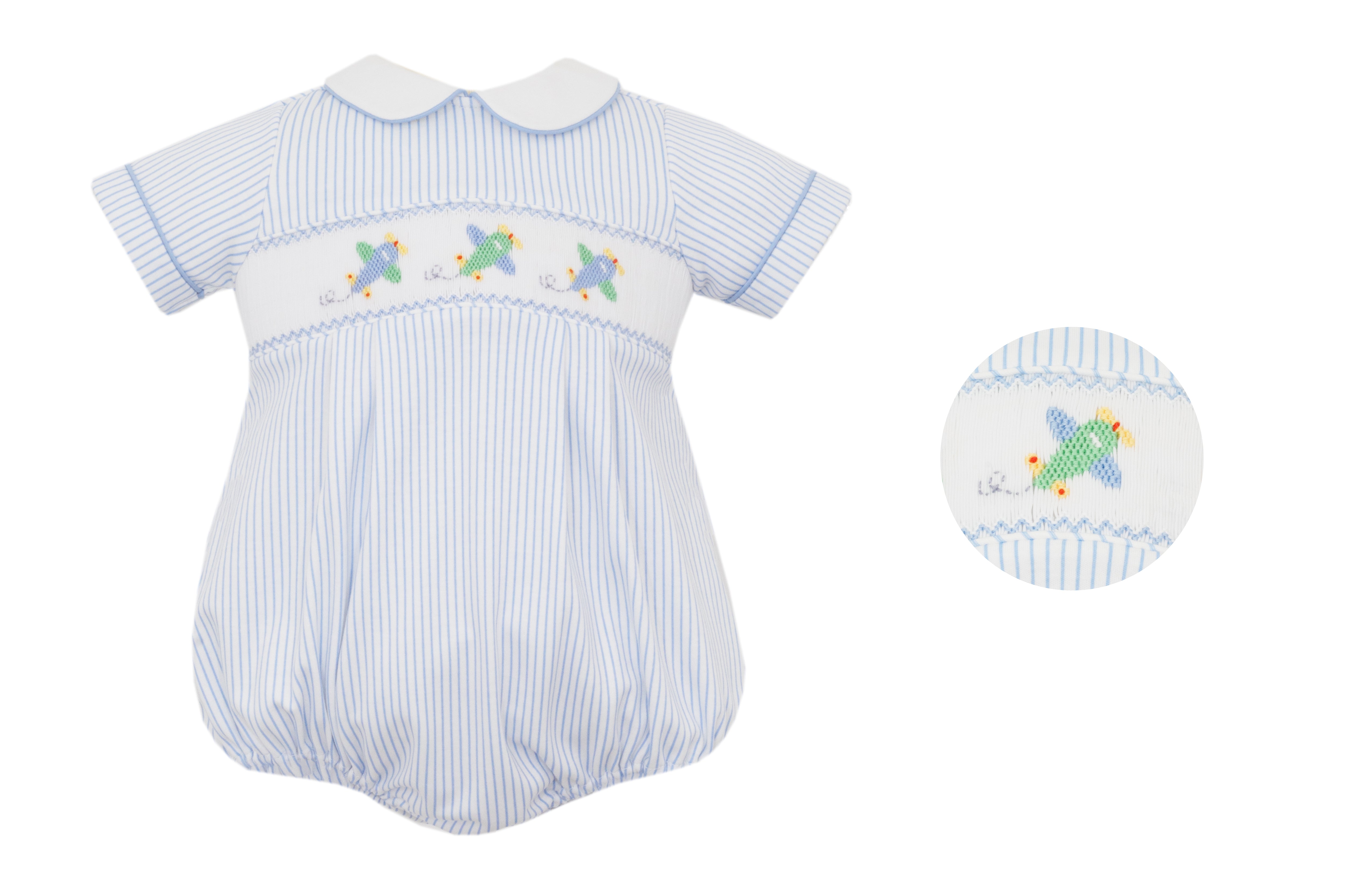 Airplane Blue Stripe Knit Bubble (Baby)