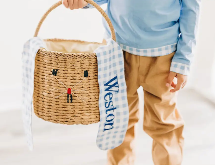 Gingham Easter Basket-Blue & Pink