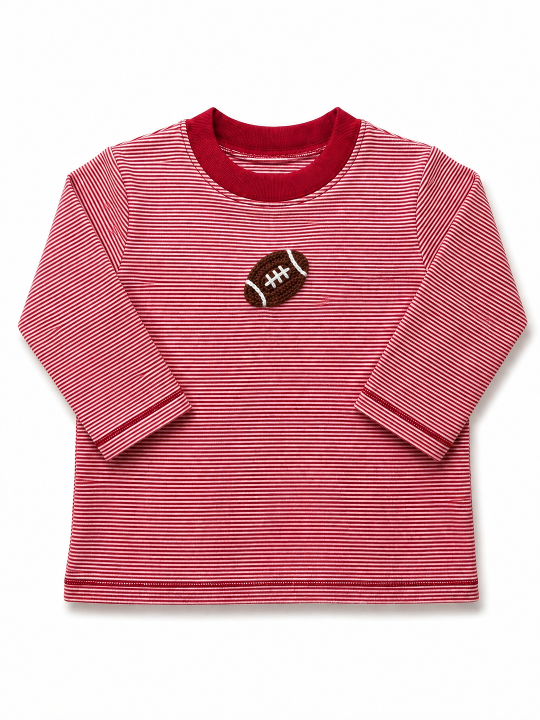 Red Stripe Crochet Football LS Shirt