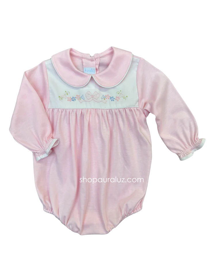 Pink Gingham Bow Long Sleeve Bubble (Baby)