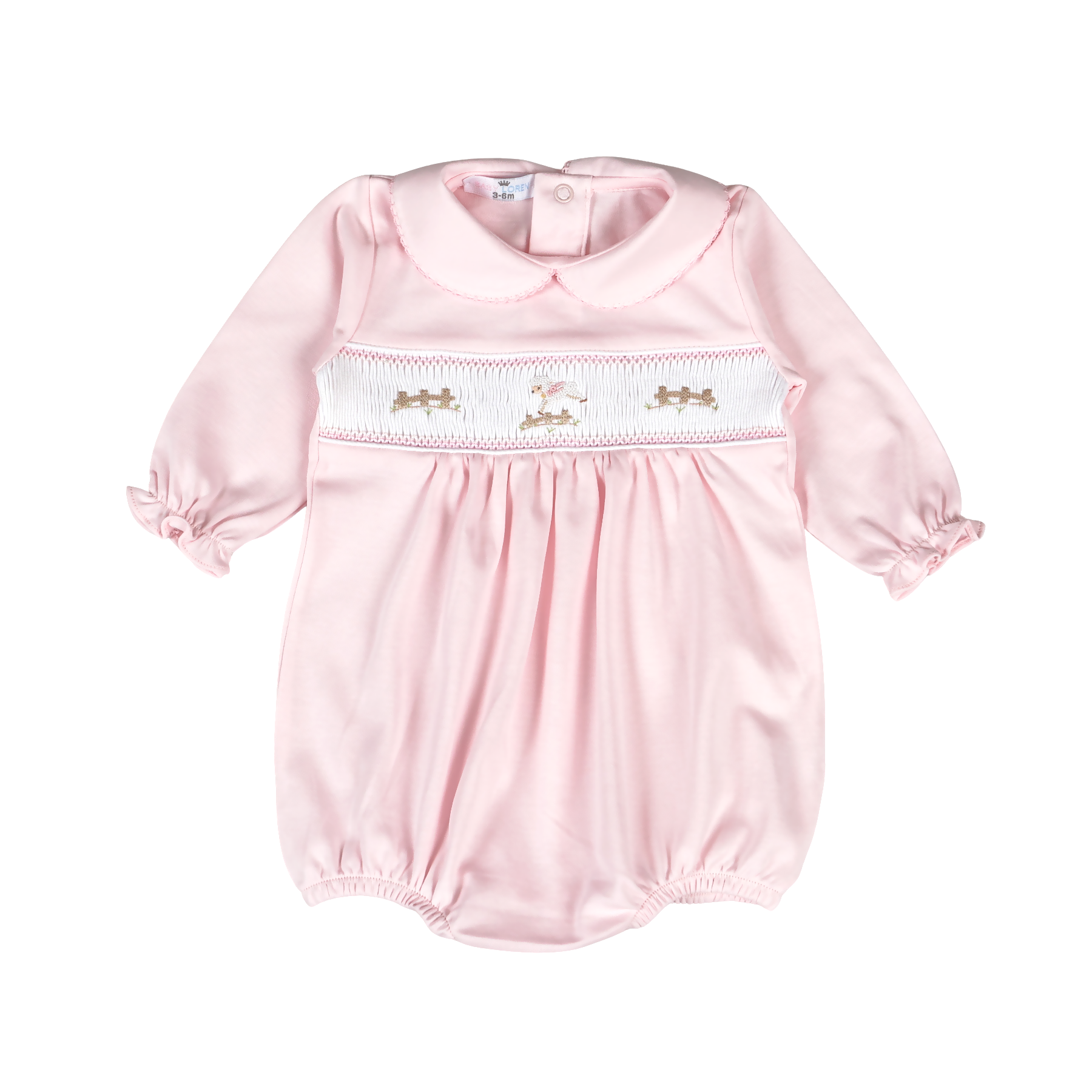 Pink Baby Lamb Hand Smock Pima Bubble