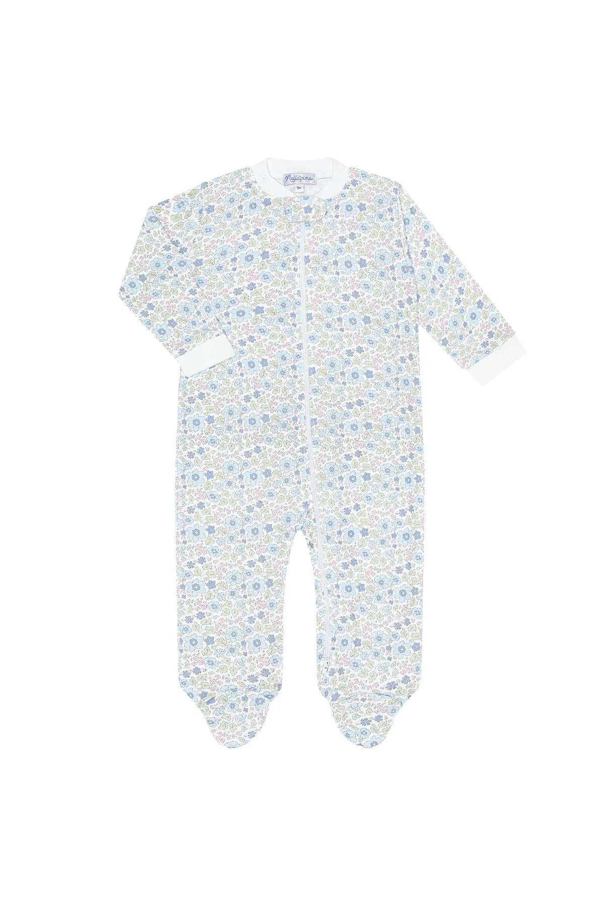 Blue Meadow Zipper Footie