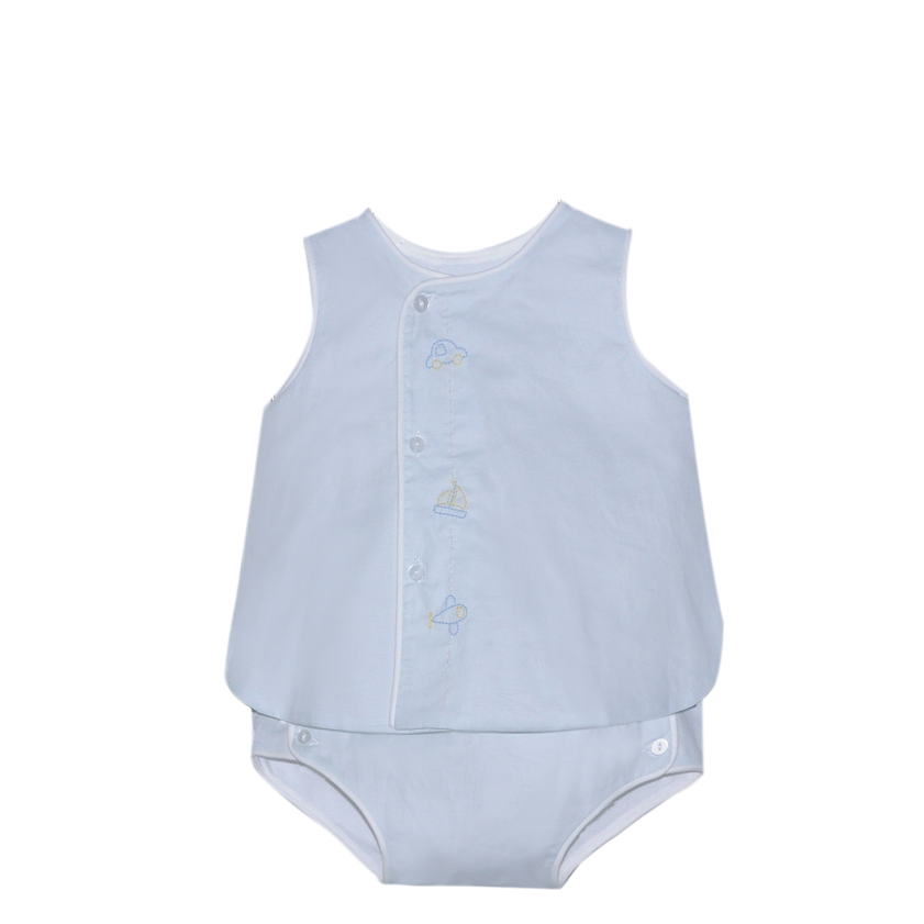 Blue Vehicles Blanche Diaper Set