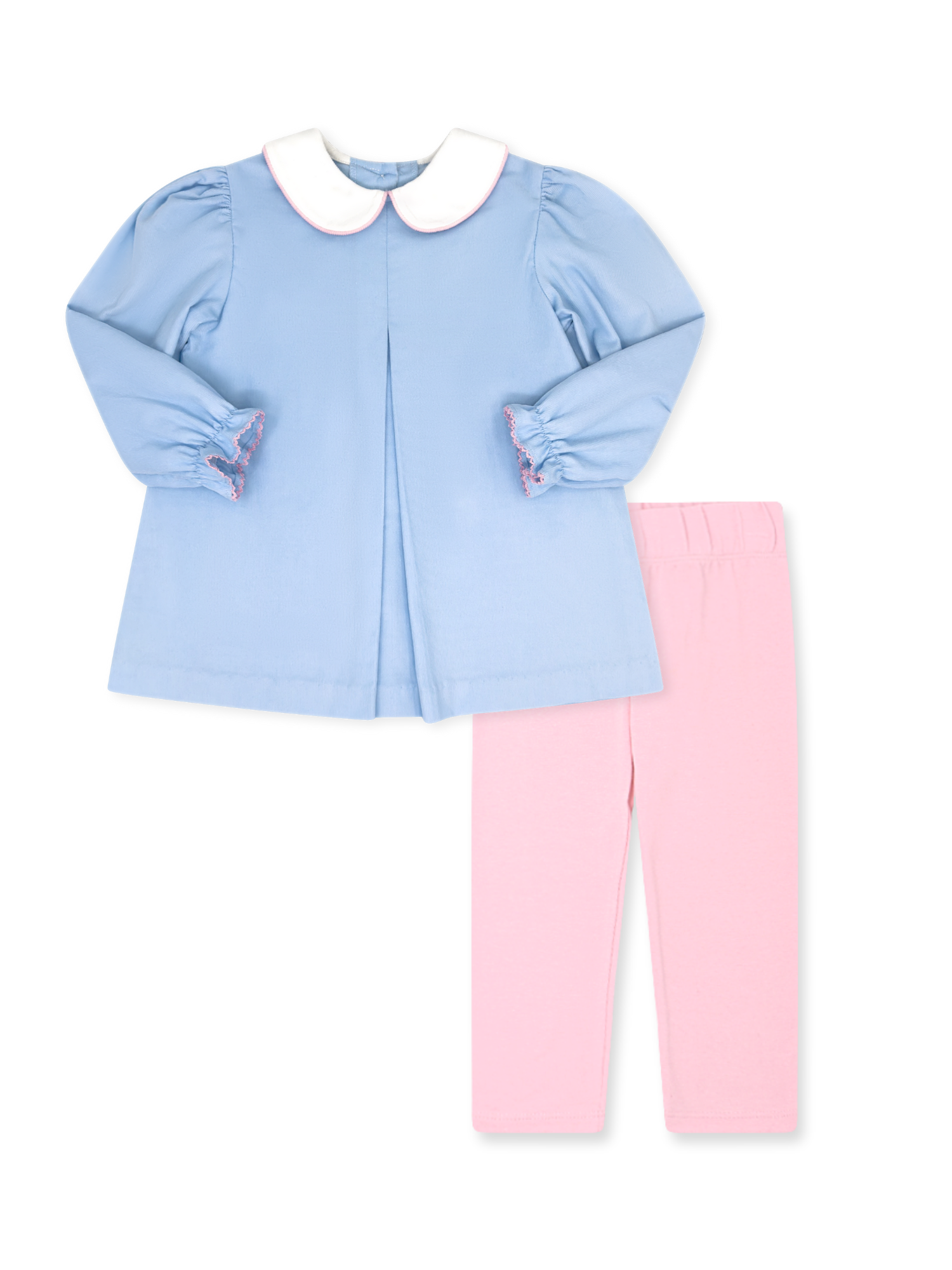 Caroline Legging Set - Blue Corduroy Top w Pink Leggings (Toddler)