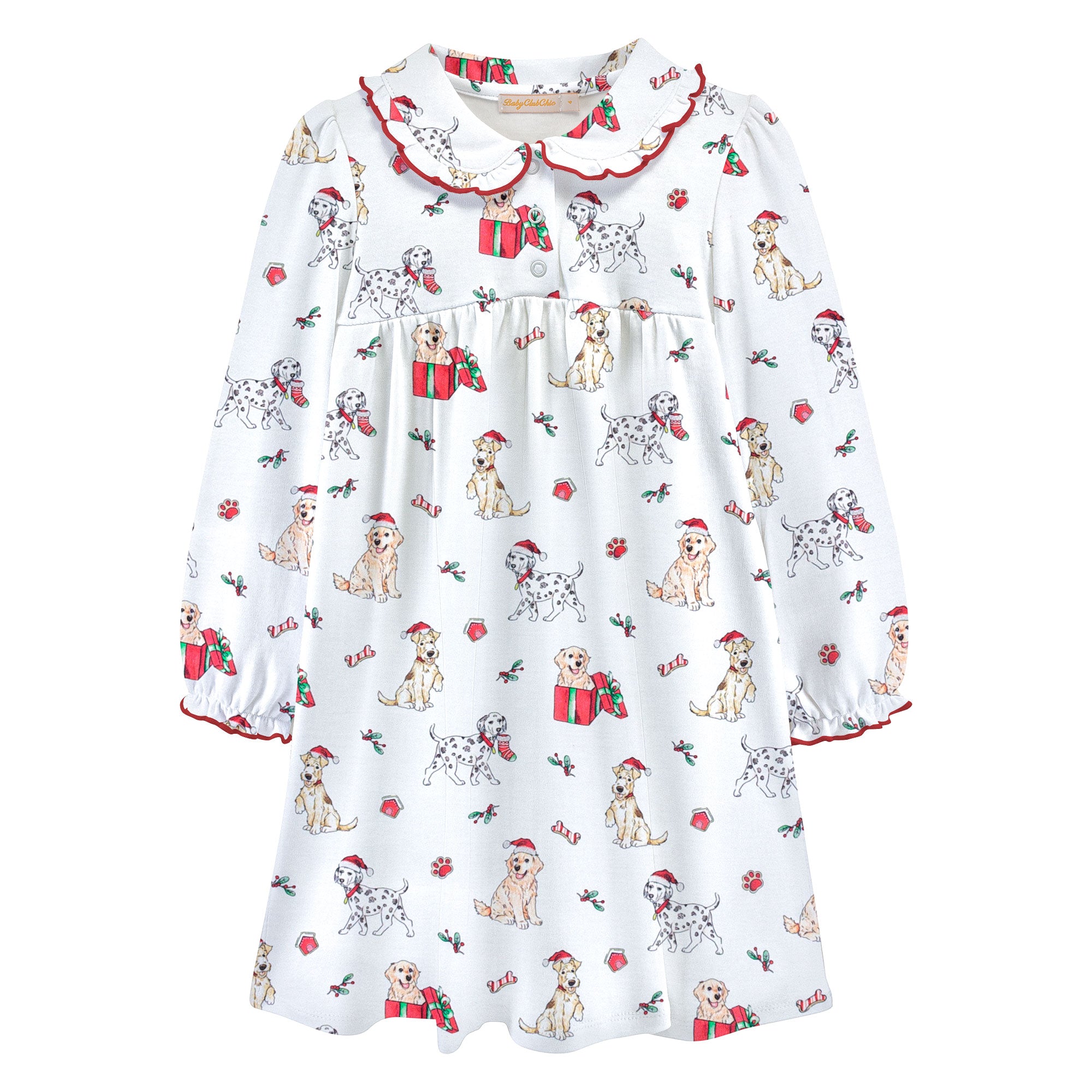 Holy Doggy Christmas Printed Dress w/ Round Collar (Toddler)