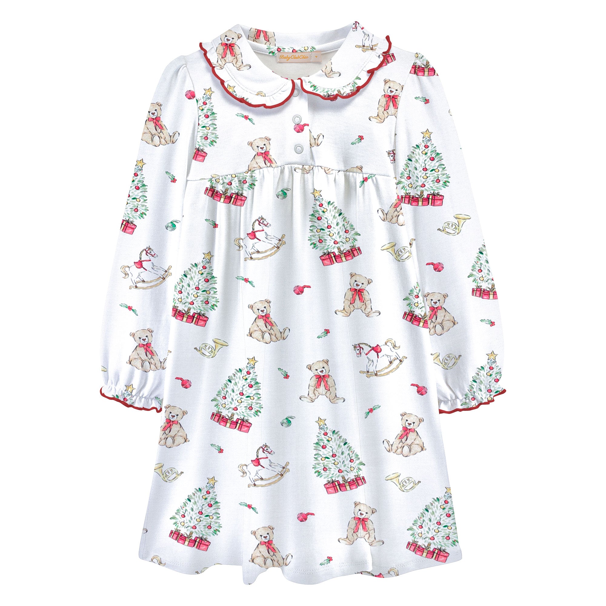 Holiday Time Printed Dress w/ Round Collar (Kid)