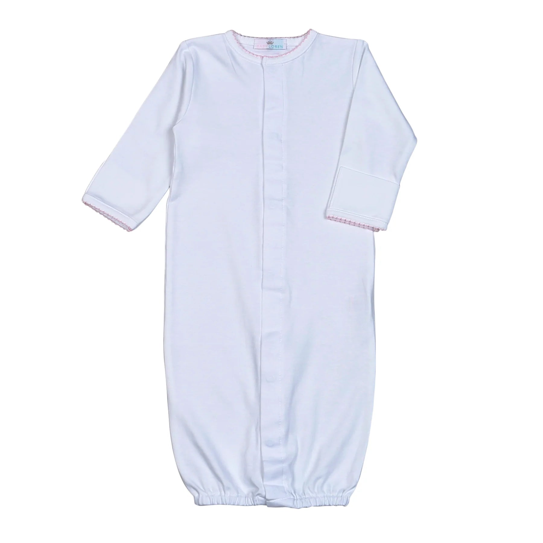 White Converter Gown Pink Picot Trim