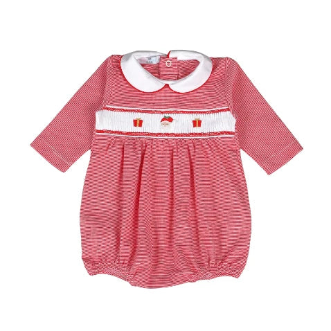 Boy Red Christmas Sweet Santa Hand Smock Pima Bubble