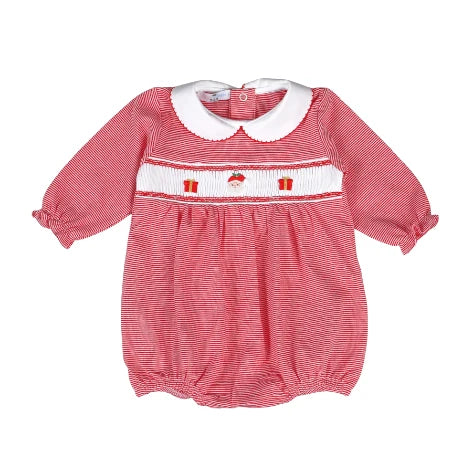 Girl Red Christmas Sweet Santa Hand Smock Pima Bubble