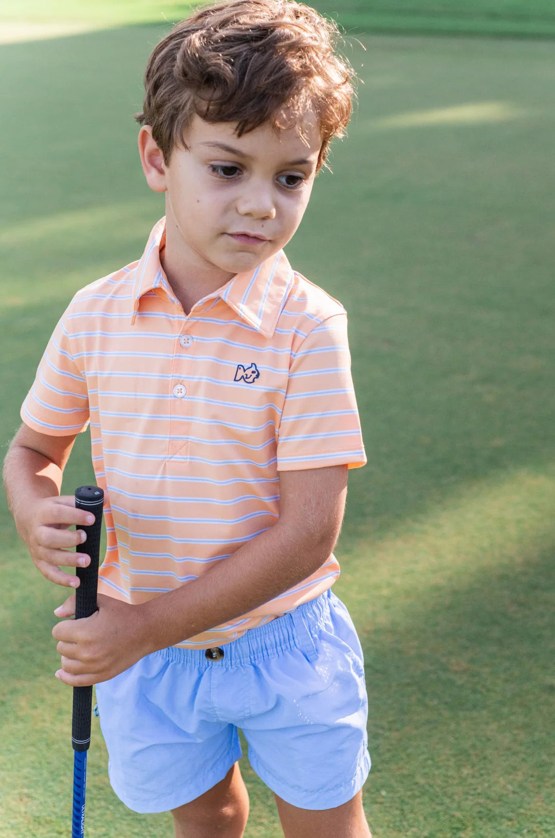 Orange/Blue Stripe Pro Performance Polo