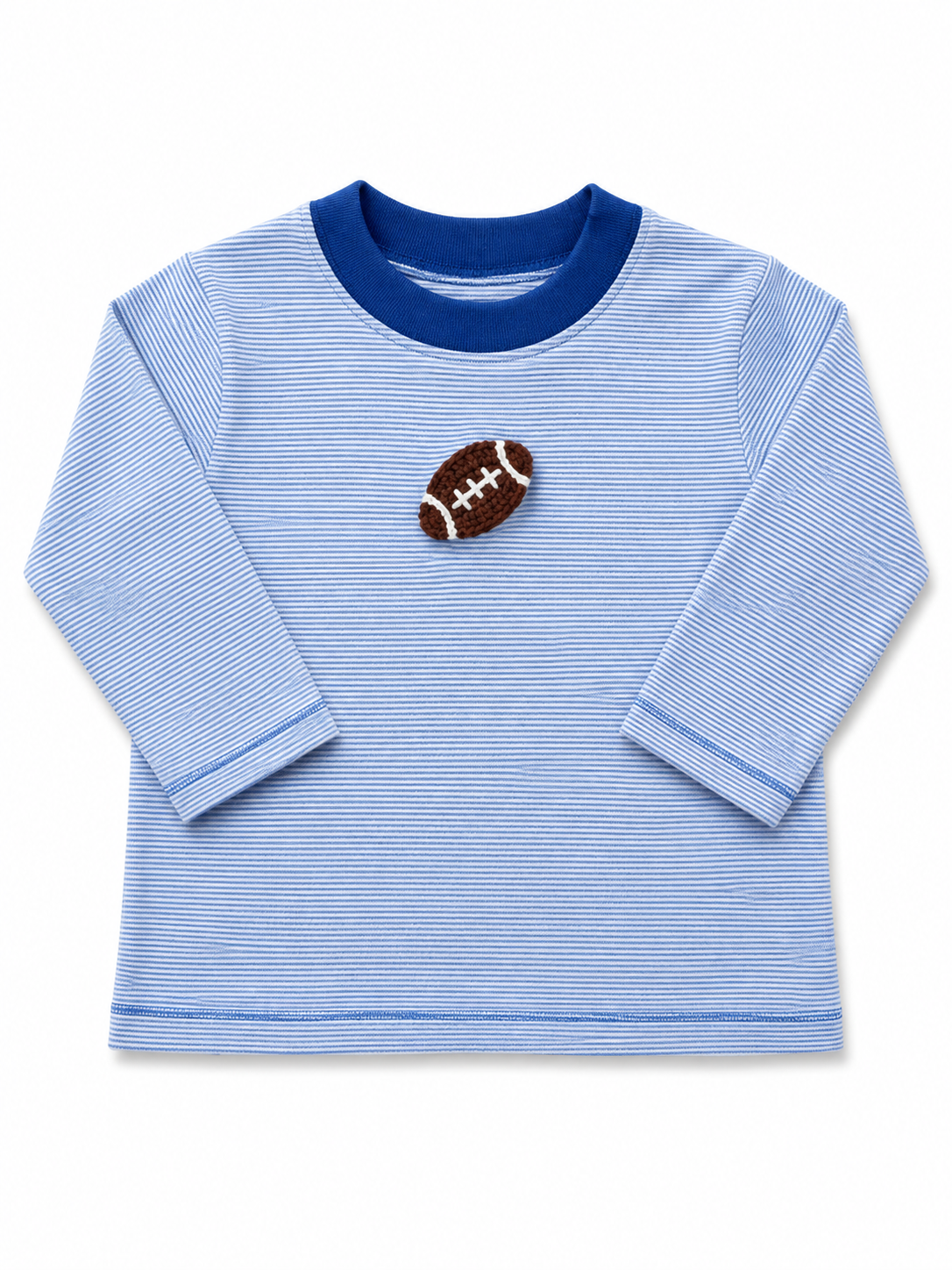 Dark Royal Stripe Crochet Football LS Shirt