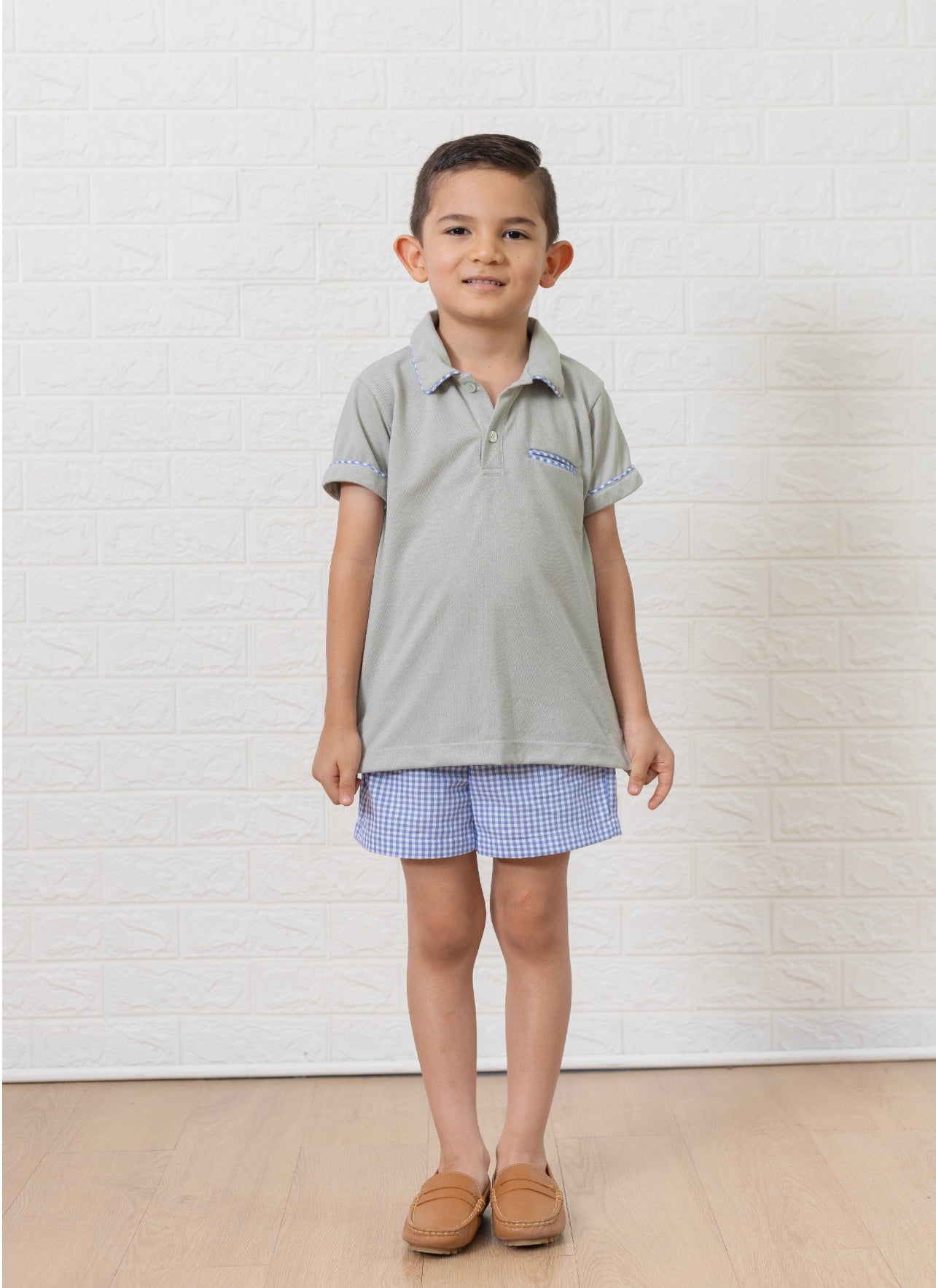 Blue Gingham William Boy Polo Set