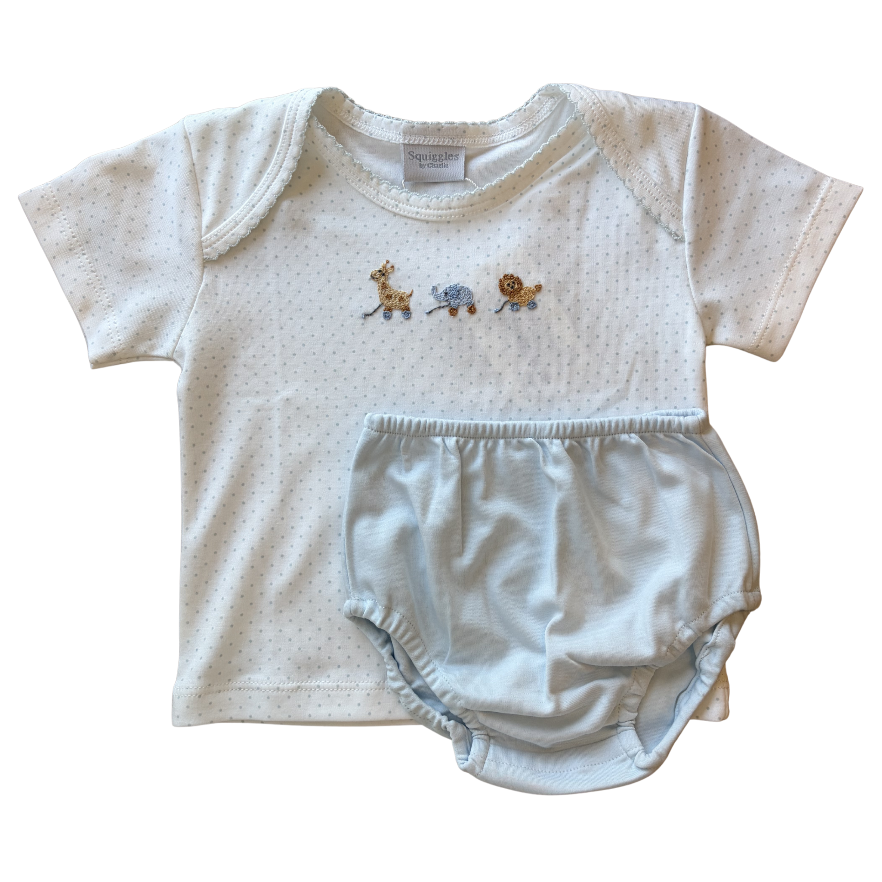 Giraffe, Elephant & Lion Blue Lap Shoulder Diaper Set