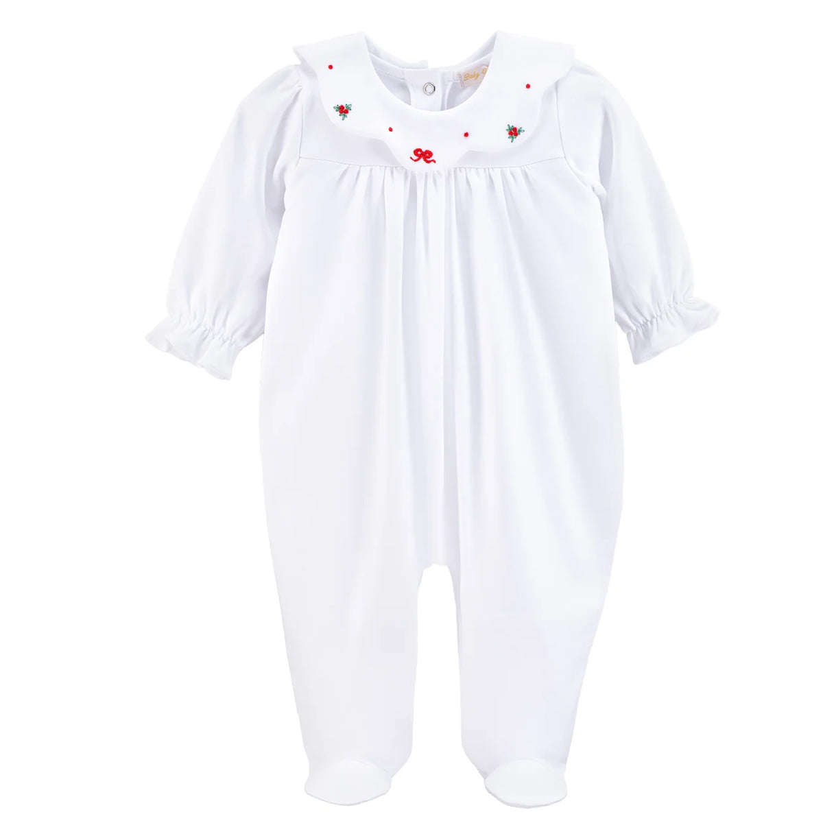 Bows & Mistletoes Emb Pima Collared Footie