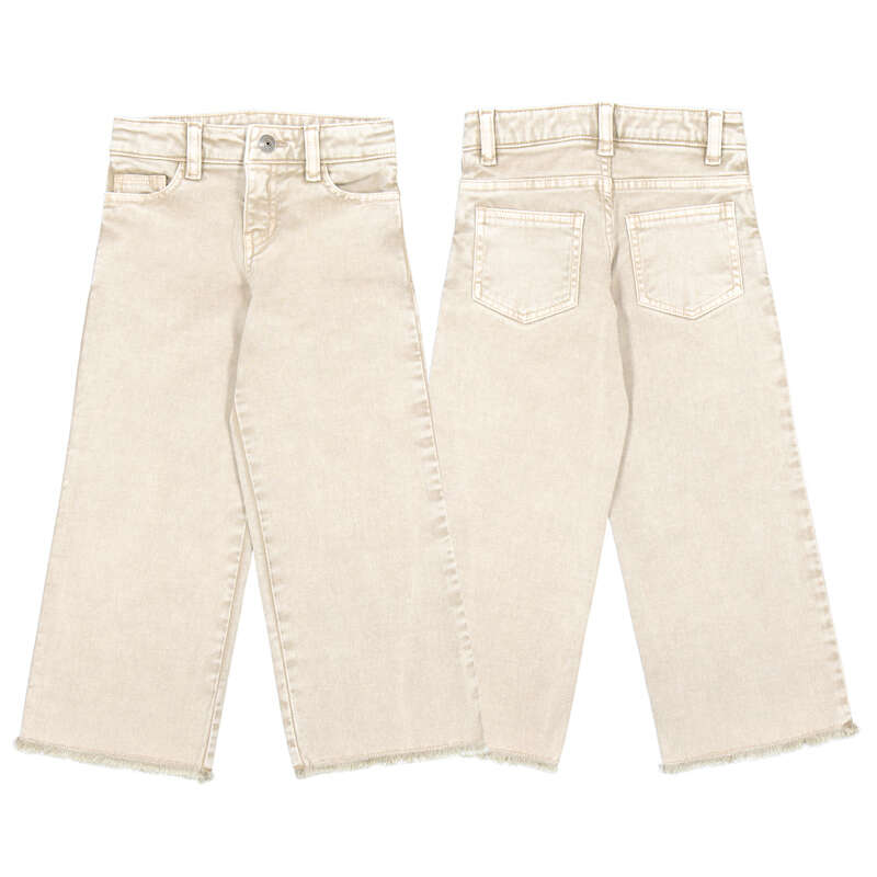 Cream Wide Leg Twill Pant