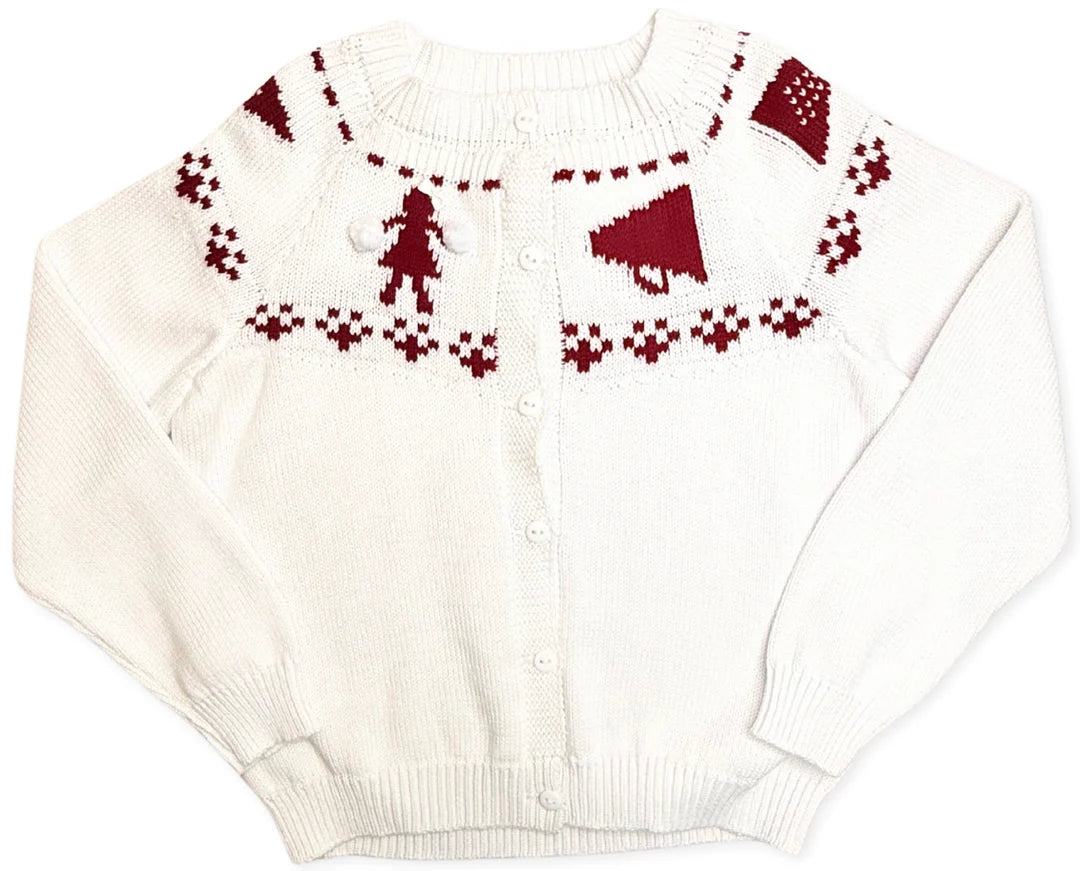 Girls Crimson & White Fair Isle Sweater