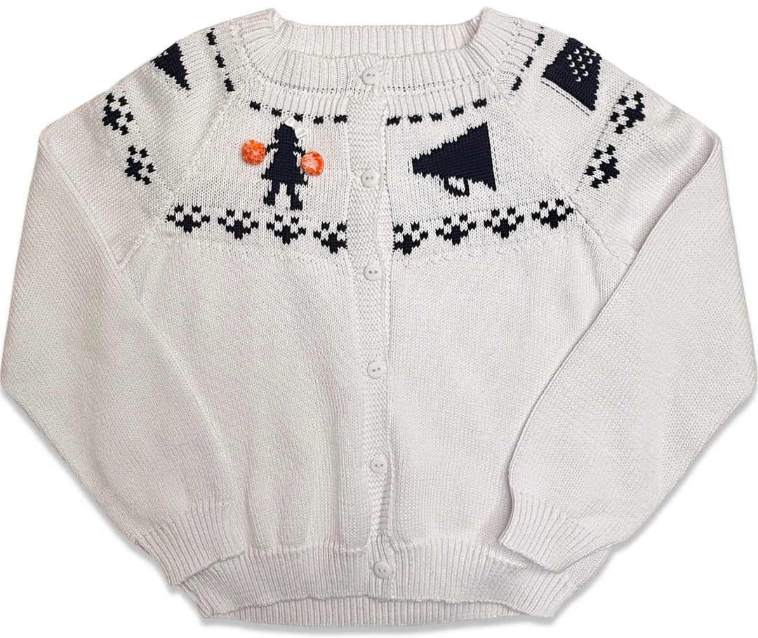 Girl Navy & Orange Fair Isle Sweater