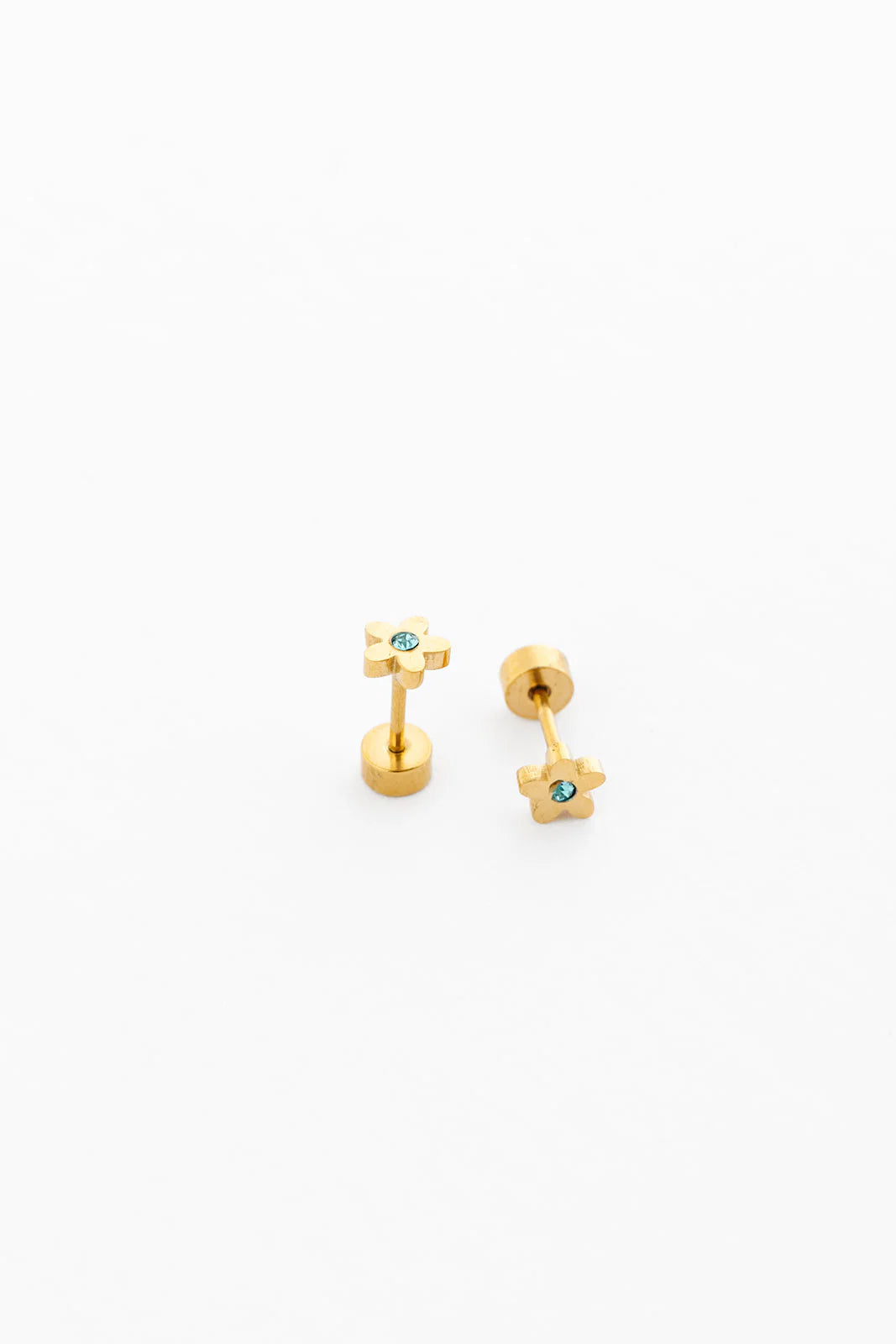 September Sapphire Birthstone Flower Stud