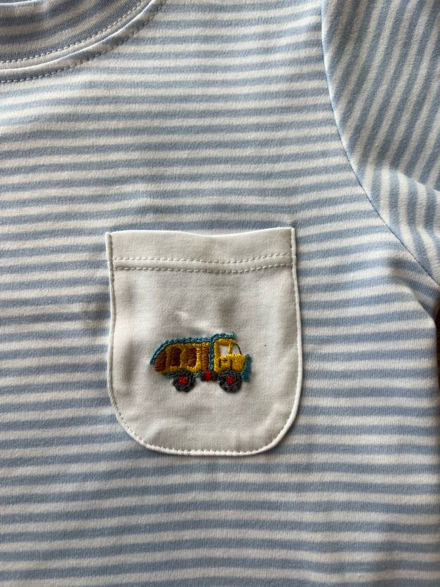 Blue Stripe Mini Dump Truck SS Tee