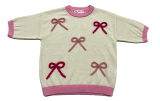 Cream/Pink Bow Sweater