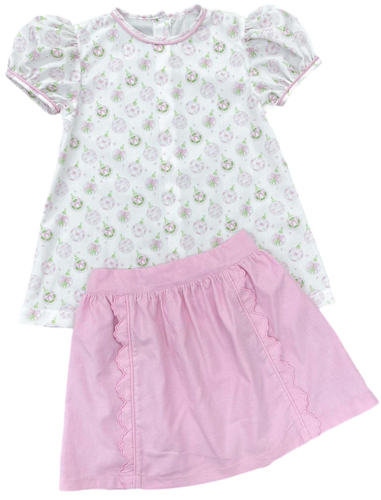Pink Ornament Kate Skirt Set (Big Kid)