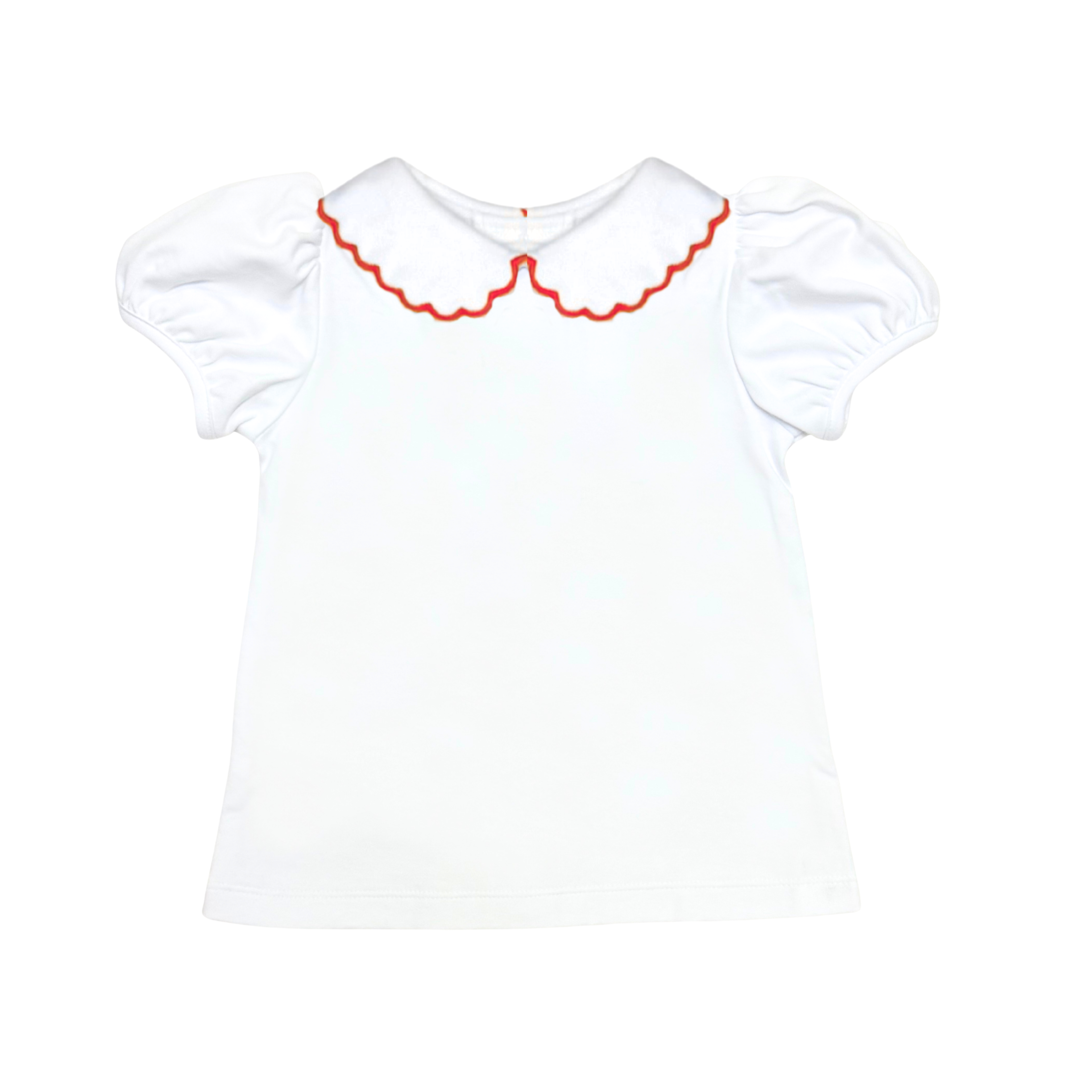 White Kendall Collar Blouse w Red Trim (Kid)