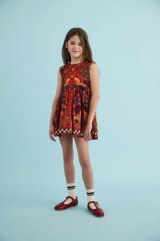 Birds of a Feather Maroon Piper Dress