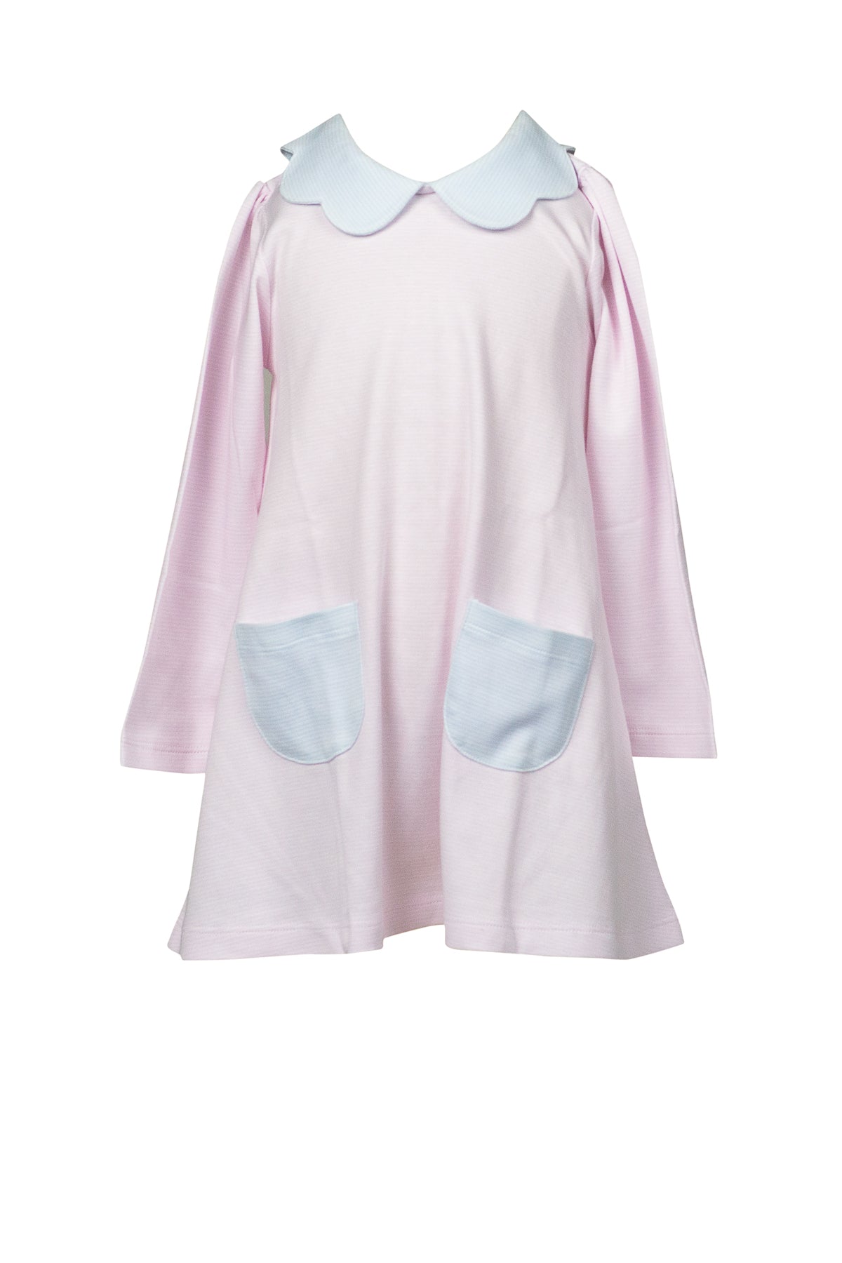 Pink Stripe A-Line Scallop Dress