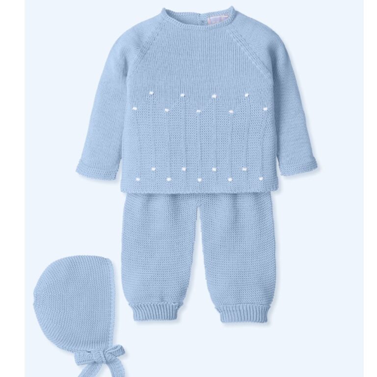 Blue Baby Outfit w/ Knitted Sweater