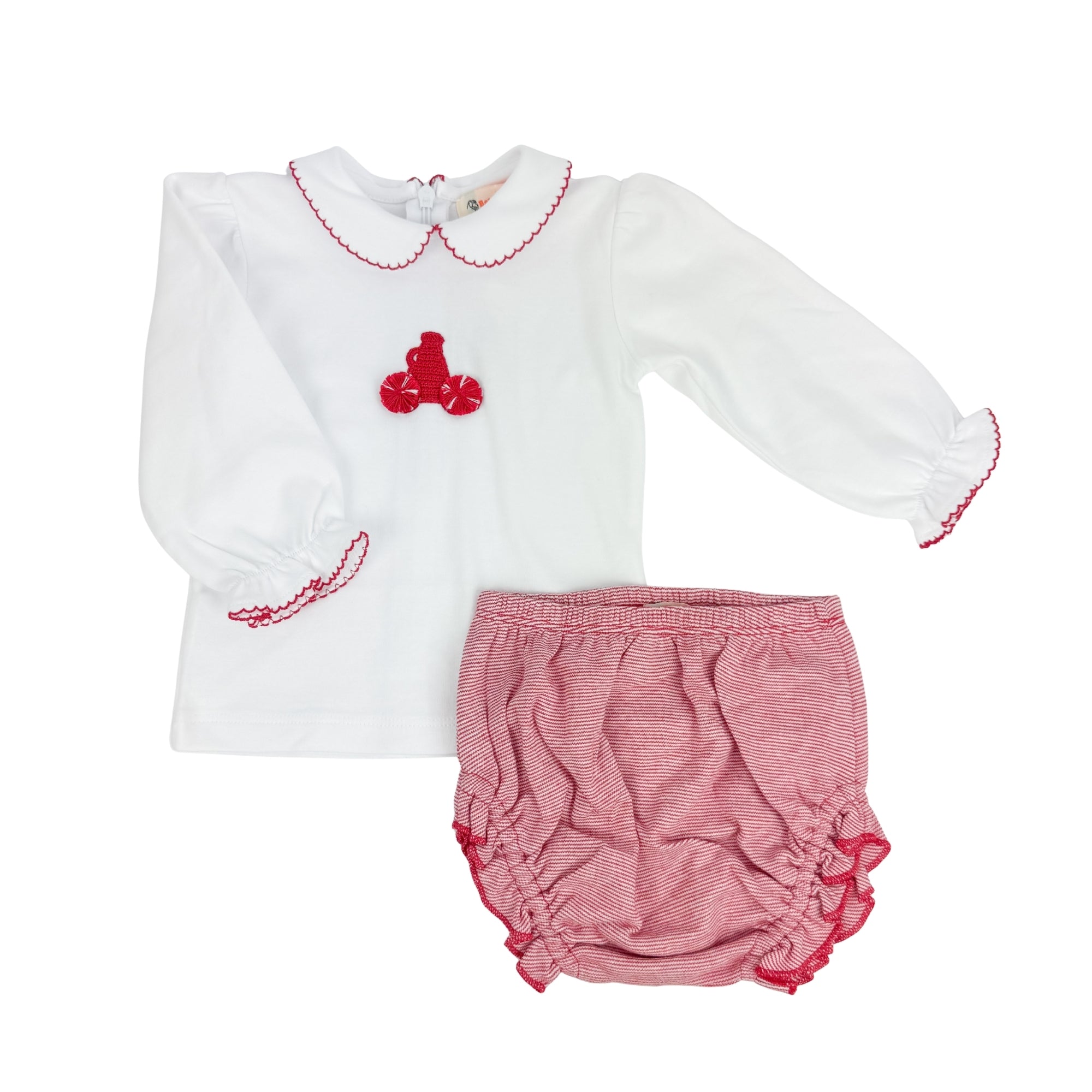 White w/ Red Megaphone & Pompoms LS Set (Toddler)