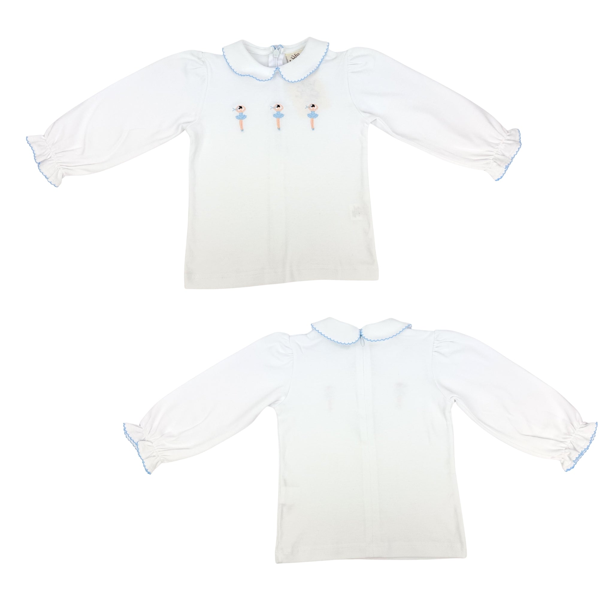 Three Ballerinas White/ LS Peter Pan Blouse (Toddler)