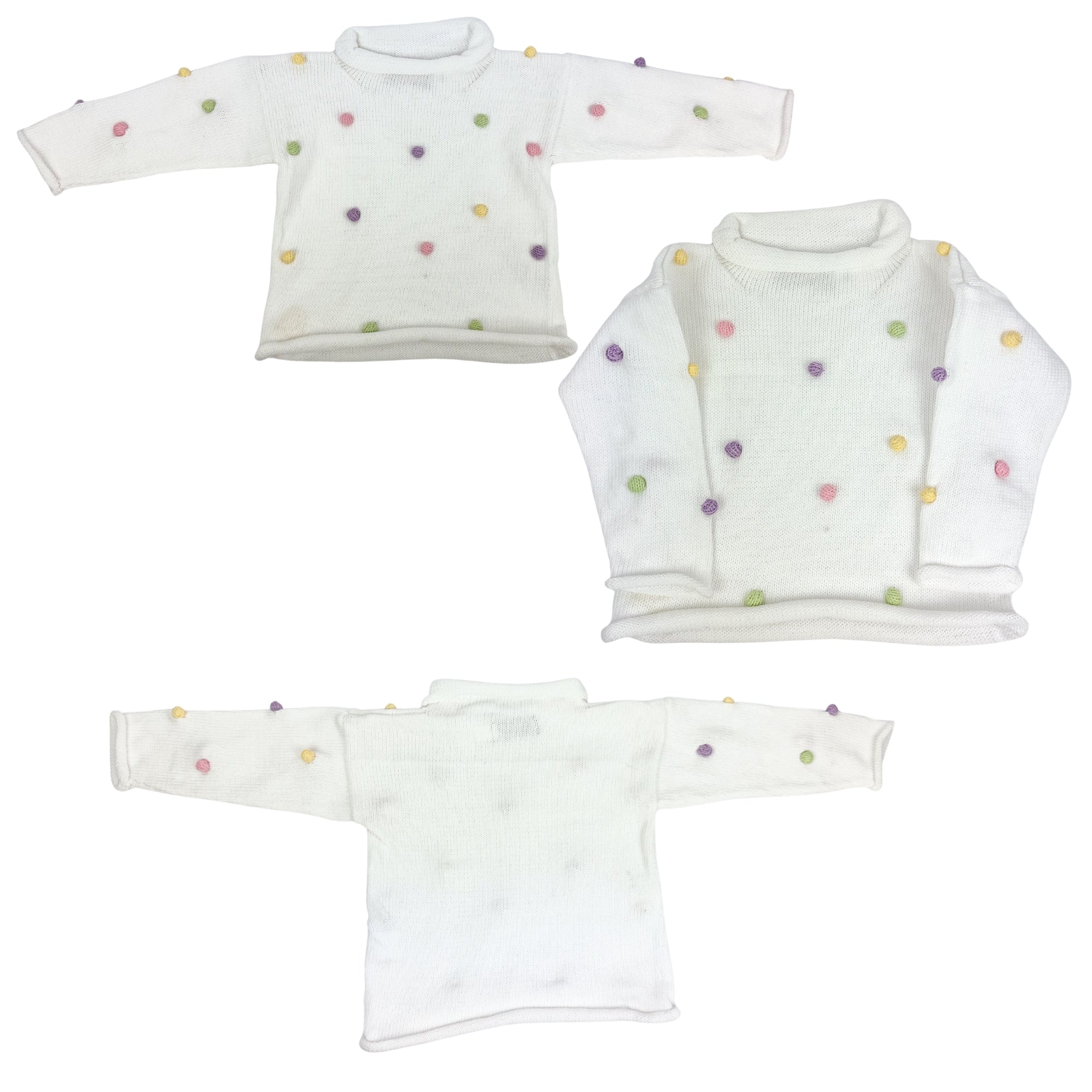 Pastel Pom Poms Roll Neck Sweater (Kid)
