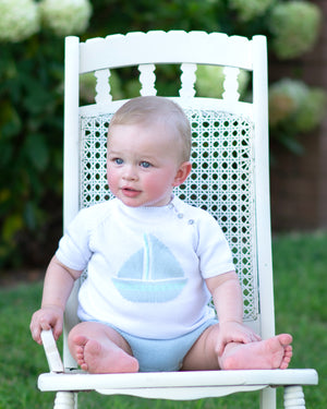 Sailboat Sweater Diaper Set-Blue (Infant)