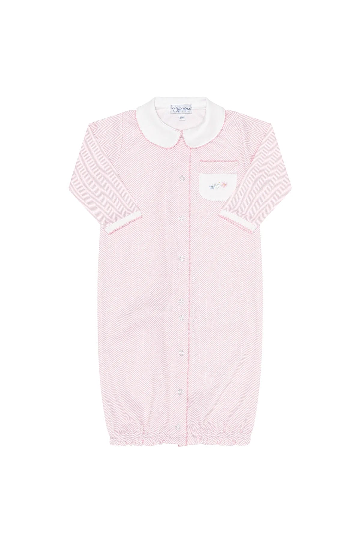 Pink Herringbone Emb Converter Gown