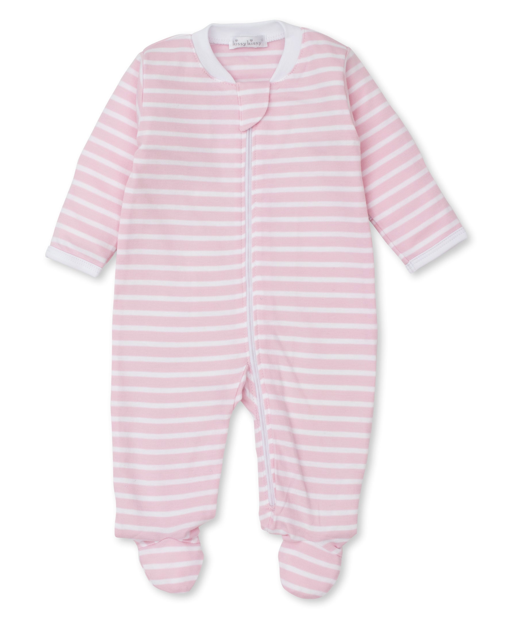 Pink Stripe Footie w/ Zip