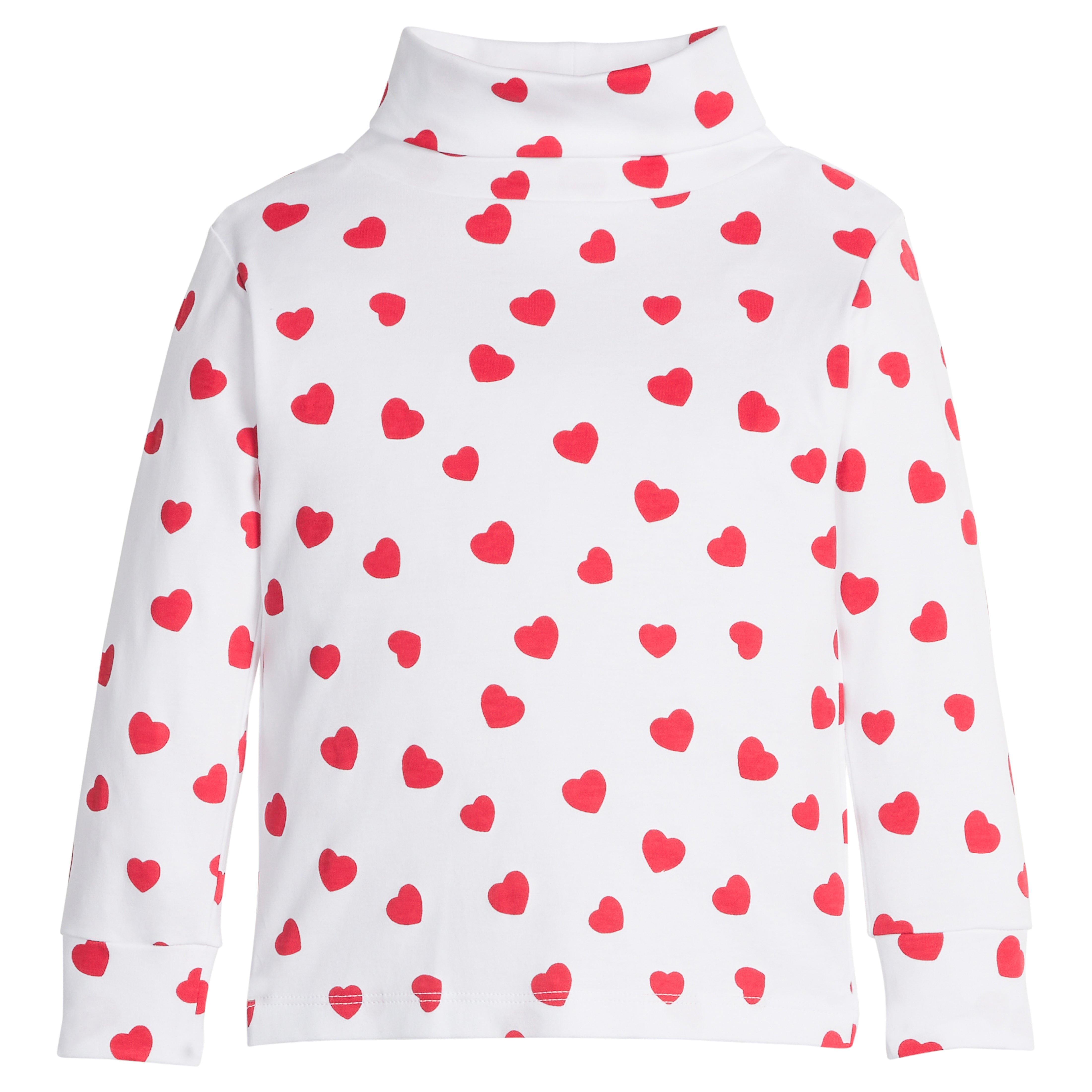 Red Hearts Printed Turtleneck