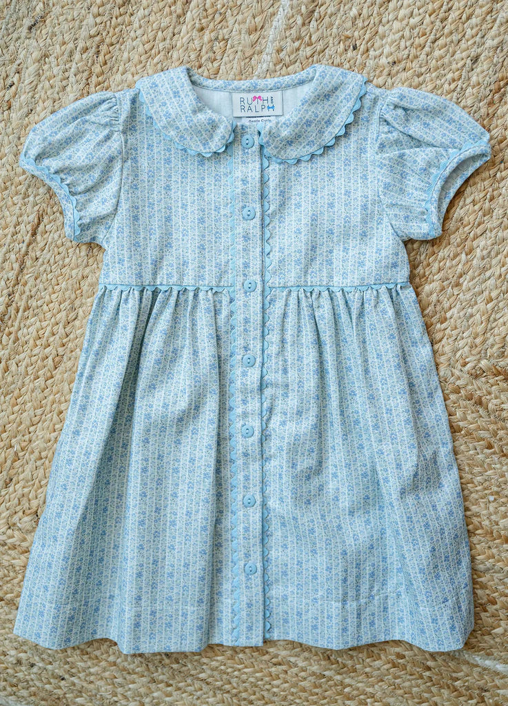 Blue Floral Button Front Dress