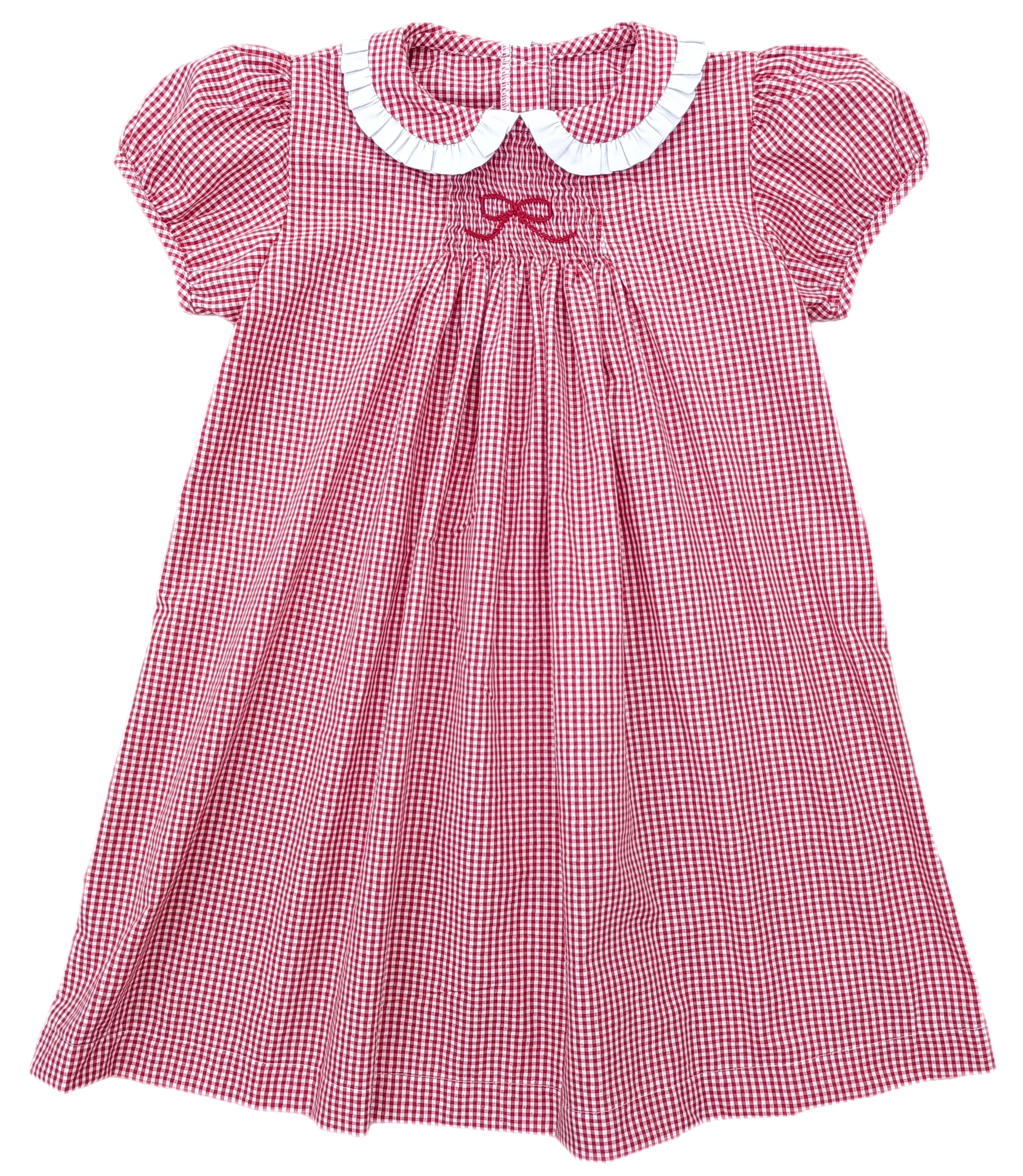 Red Gingham Bow Sage Smocked Dress (Kid)