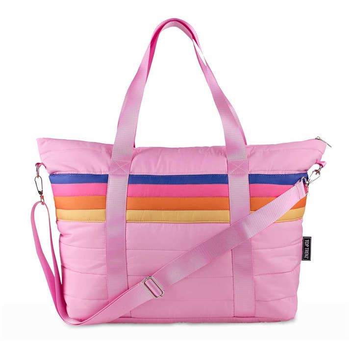 Retro Stripe Puffer Tote Bag